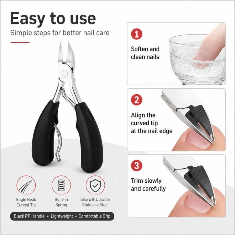 Nail Clipper for Paronychia Stainless Steel Olecranon Nail Nipper(Black) - Image 9