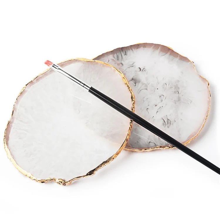 Nail Palettes Resin Agate Pieces Nail Painting Palette Decoration Storage Tray(Grey) - Image 6