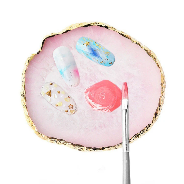 Nail Palettes Resin Agate Pieces Nail Painting Palette Decoration Storage Tray(Pink) - Image 3