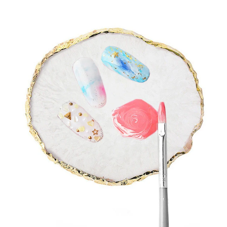 Nail Palettes Resin Agate Pieces Nail Painting Palette Decoration Storage Tray(White)