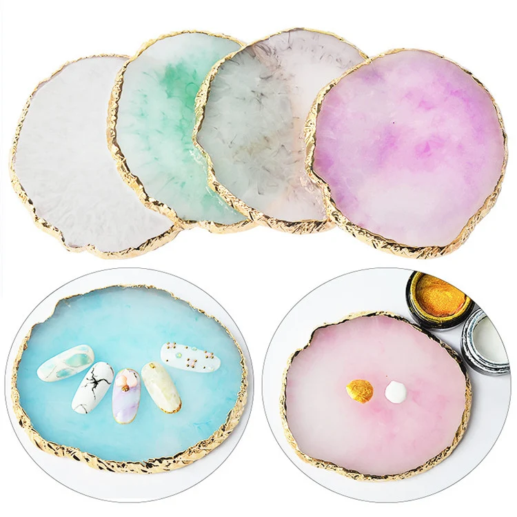 Nail Palettes Resin Agate Pieces Nail Painting Palette Decoration Storage Tray(White) - Image 4
