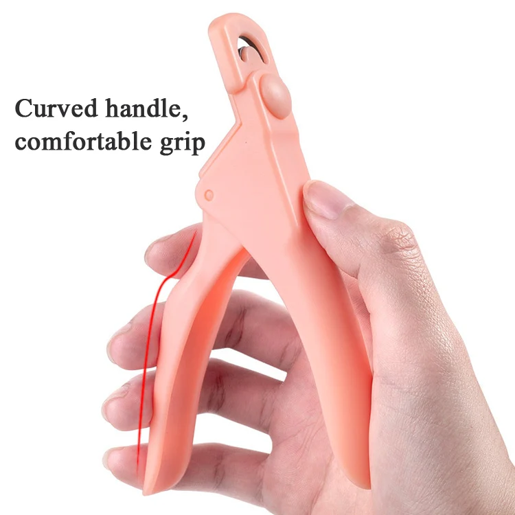Nail Scissors U-Shaped Scissors DIY French Nail Fake Nail Scissors, Specification: Rose Red With Hood - Image 4