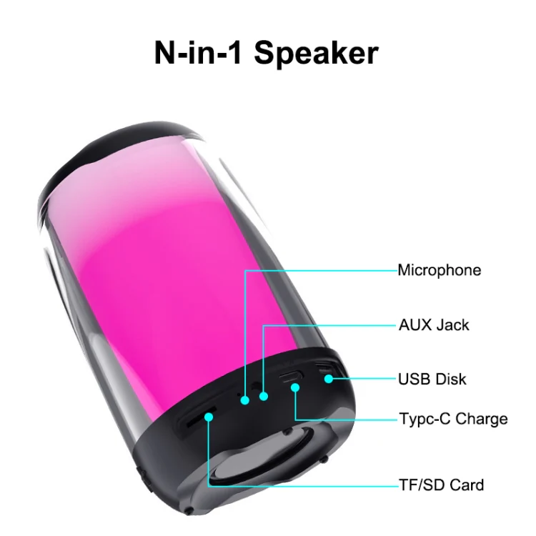 NBY8893 Pulsating Colorful Portable Stereo Bluetooth Speaker(Black) - Image 3