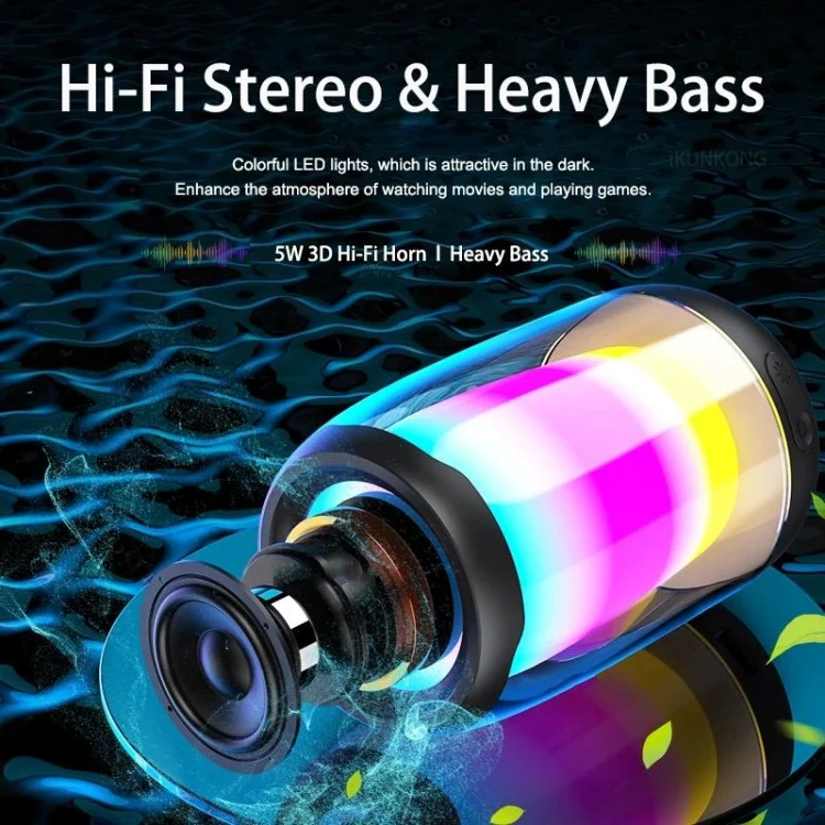 NBY8893 Pulsating Colorful Portable Stereo Bluetooth Speaker(White) - Image 7