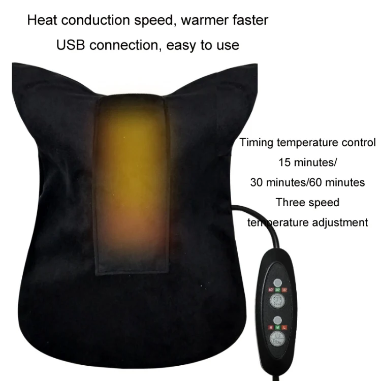 Neck Massager Cervical Spondylosis Correction Pillow, Color: 877 USB Electric Heating Black - Image 4