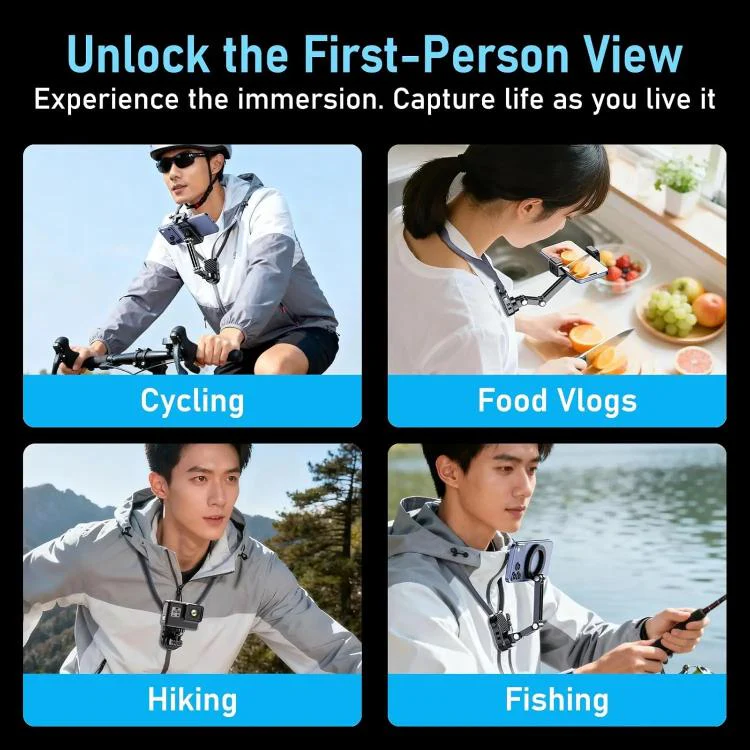 Neck-Worn Phone Mount Cycling First-Person View Chest-Mounted Anti-Shake Shooting, Style: Clip - Image 9