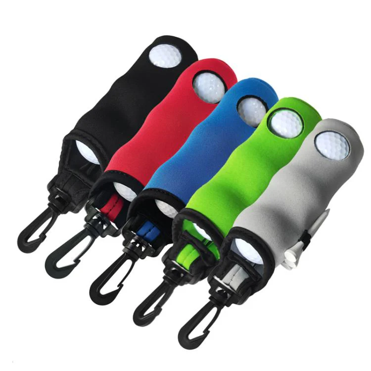 Neoprene Golf Ball Sleeve With 3 Balls 3 Tees Set Storage Pouch Waist Bag(Black) - Image 3