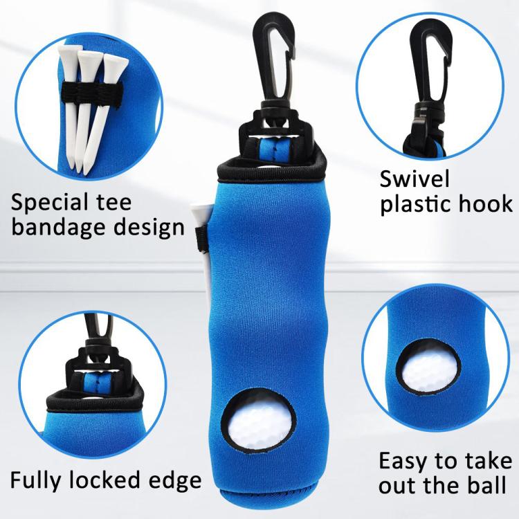 Neoprene Golf Ball Sleeve With 3 Balls 3 Tees Set Storage Pouch Waist Bag(Black) - Image 5