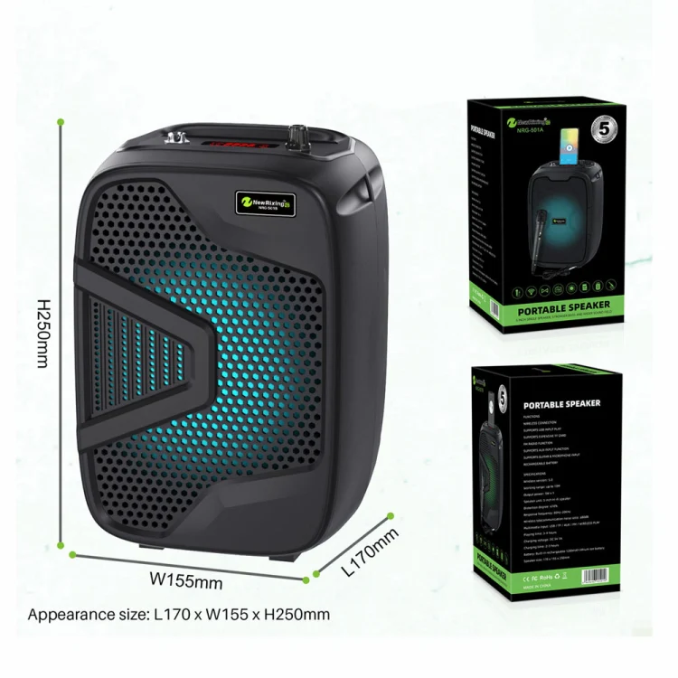 NewRixing NRG501B Outdoor Karaoke Wireless Speaker High-Power Audio Amplifier No Mic - Image 6
