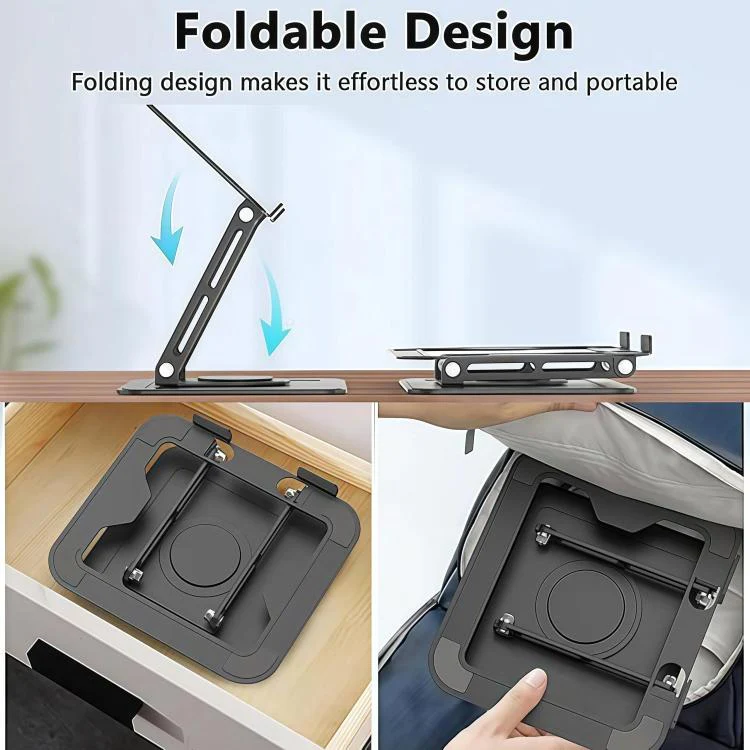 NH-02Pro 360 Degree Rotating Foldable Height Adjustable Ventilated Metal Computer Stand - Image 5