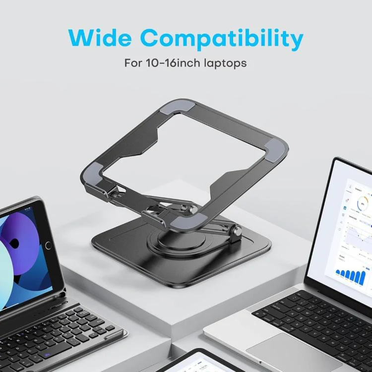 NH-02Pro 360 Degree Rotating Foldable Height Adjustable Ventilated Metal Computer Stand - Image 6