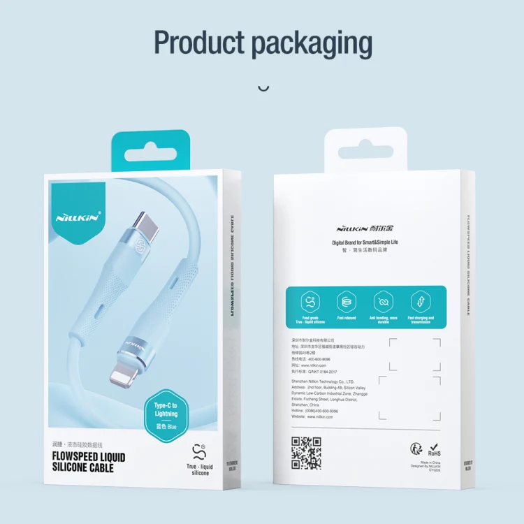 Nillkin 2.4A USB-C/Type-C to 8 Pin Silicone Data Cable, Length: 1.2m(Blue) - Image 8