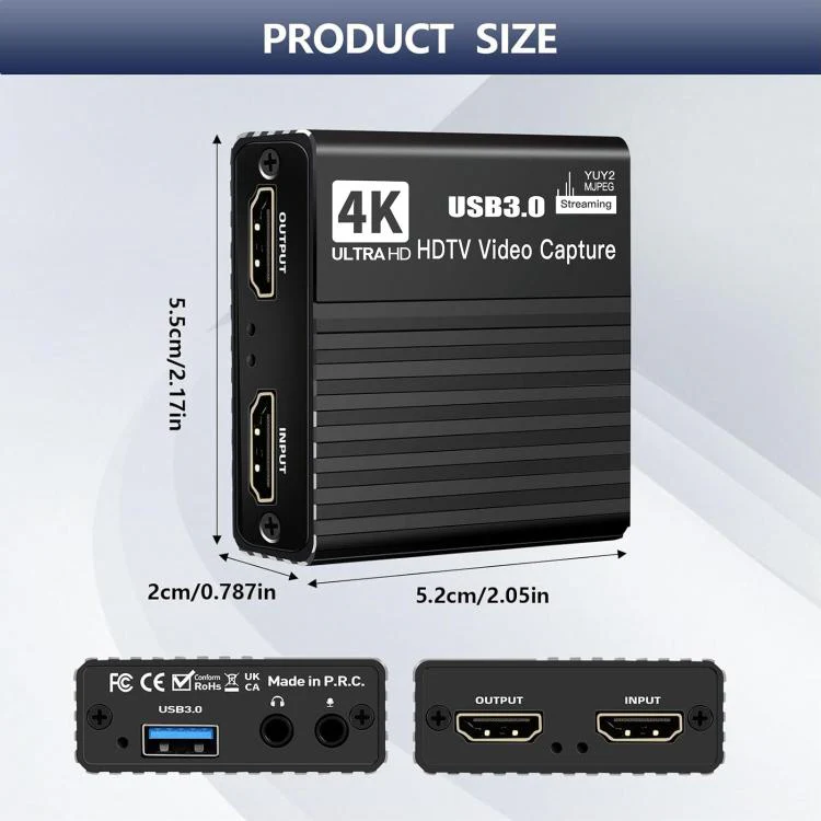 NK-H41 USB 3.0 HDMI 4Kp30 HD Video Capture Card Device(Black) - Image 3