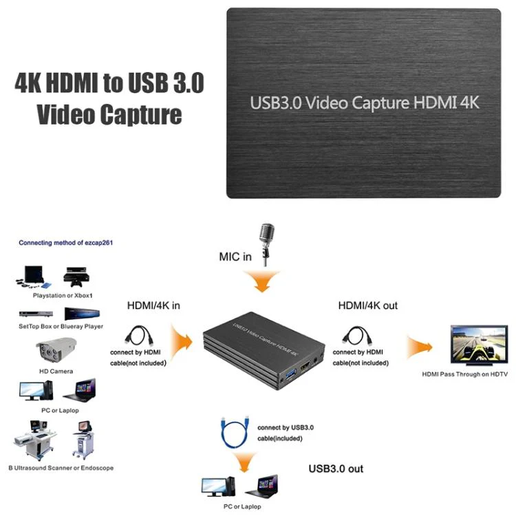 NK-S300 USB 3.0 HDMI 4K HD Video Capture Card Device (Black) - Image 8