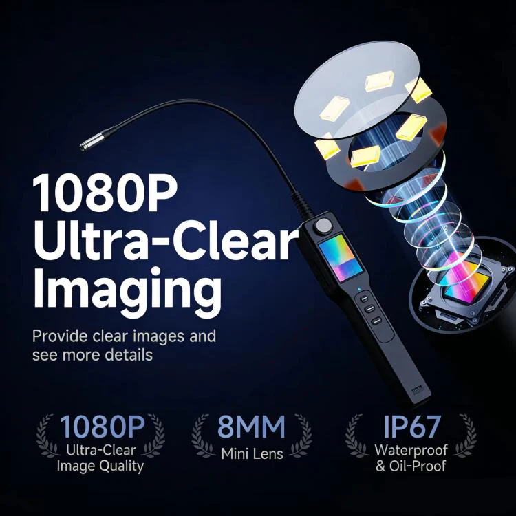 NK008S 2m Cable Length 8mm Lens Endoscope Camera With 4.3 inch IPS HD Screen Borescope Camera HD1080P IP67 Waterproof Inspection Camera - Image 4