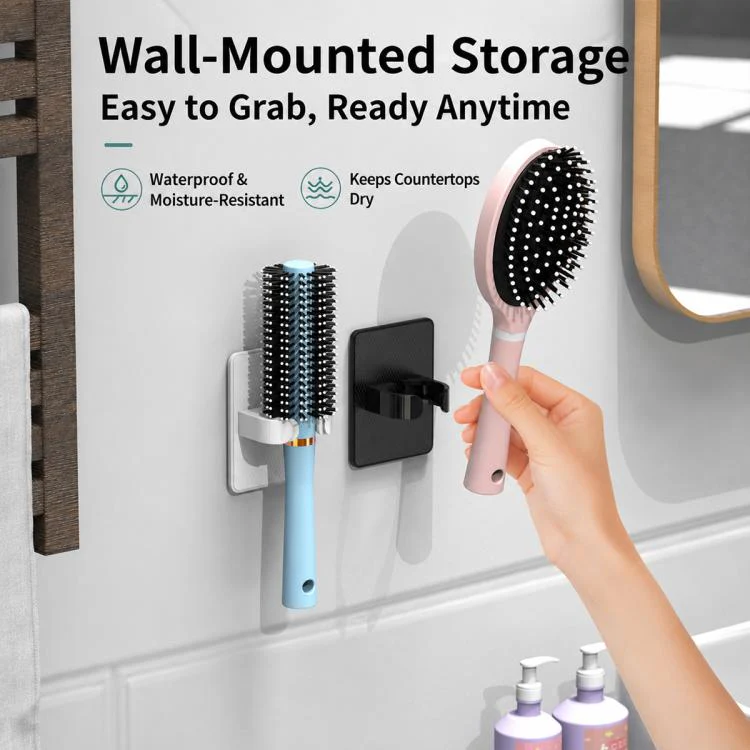 No-drill Comb Holder Wall Mount Storage Rack(White) - Image 4