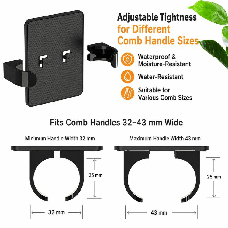 No-drill Comb Holder Wall Mount Storage Rack(White) - Image 7