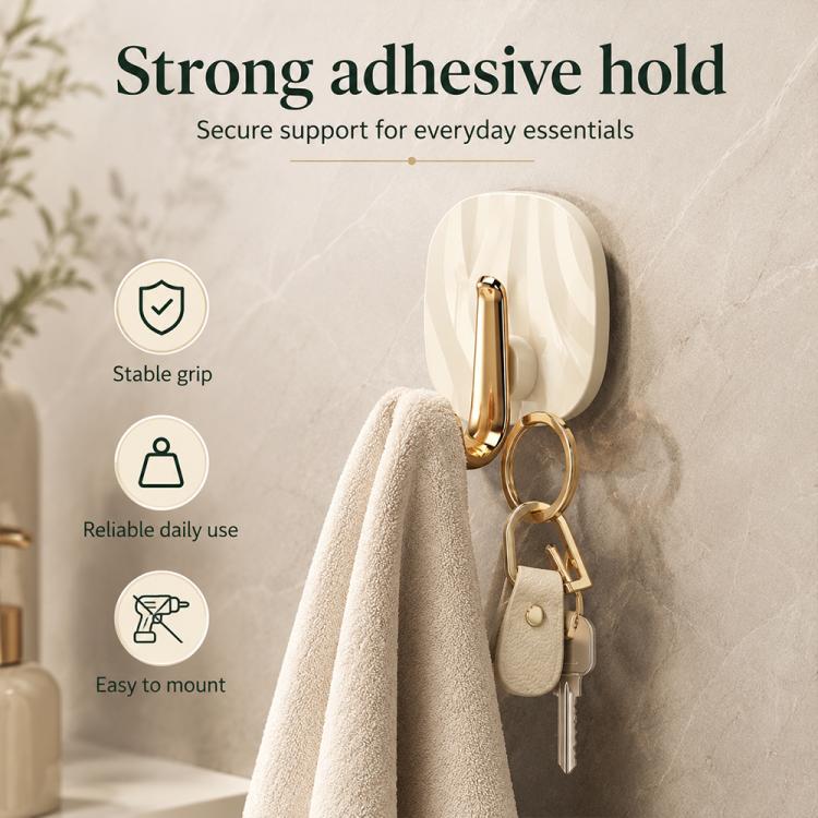 No Drill Light Luxury Plastic Adhesive Hooks Traceless Heavy-Duty Clothes Hook, Style:Gold Hook(Transparent) - Image 5