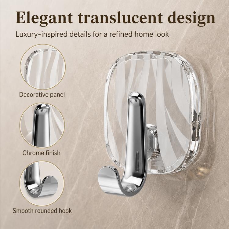 No Drill Light Luxury Plastic Adhesive Hooks Traceless Heavy-Duty Clothes Hook, Style:Silver Hook(Transparent) - Image 8