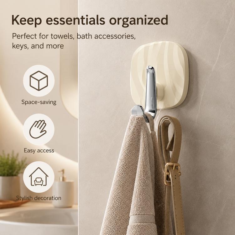No Drill Light Luxury Plastic Adhesive Hooks Traceless Heavy-Duty Clothes Hook, Style:Silver Hook(Transparent) - Image 9