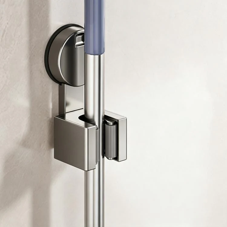 No-drill Suction Cup Wall Mount Mop Holder Broom Storage Clip, Type:Classic Mop Holder(Grey)