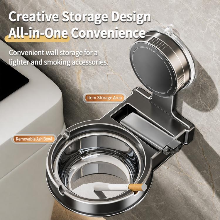No-drill Suction Cup Wall-mounted Ashtray(Grey) - Image 5