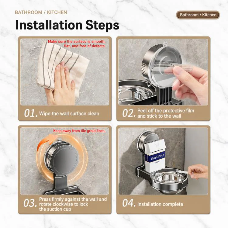 No-drill Suction Cup Wall-mounted Ashtray(White) - Image 11