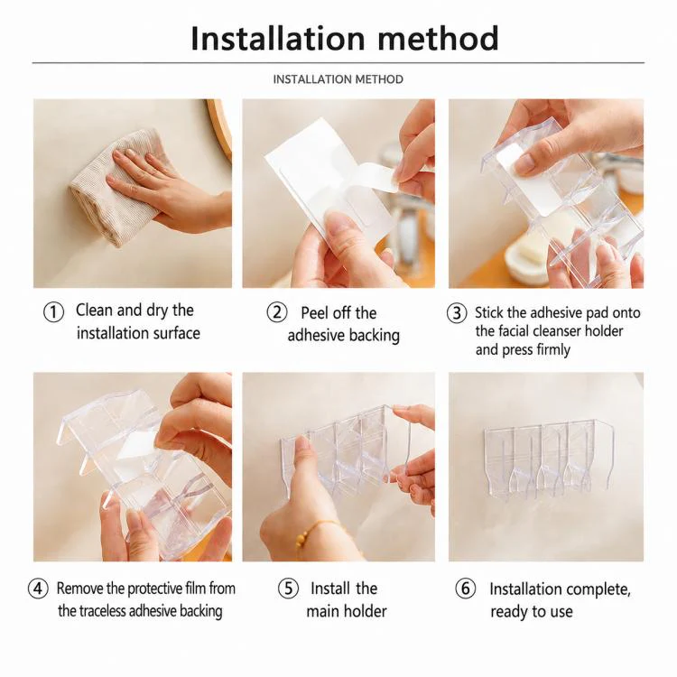 No-drill Wall Mounted Facial Cleanser Holder(Transparent) - Image 9