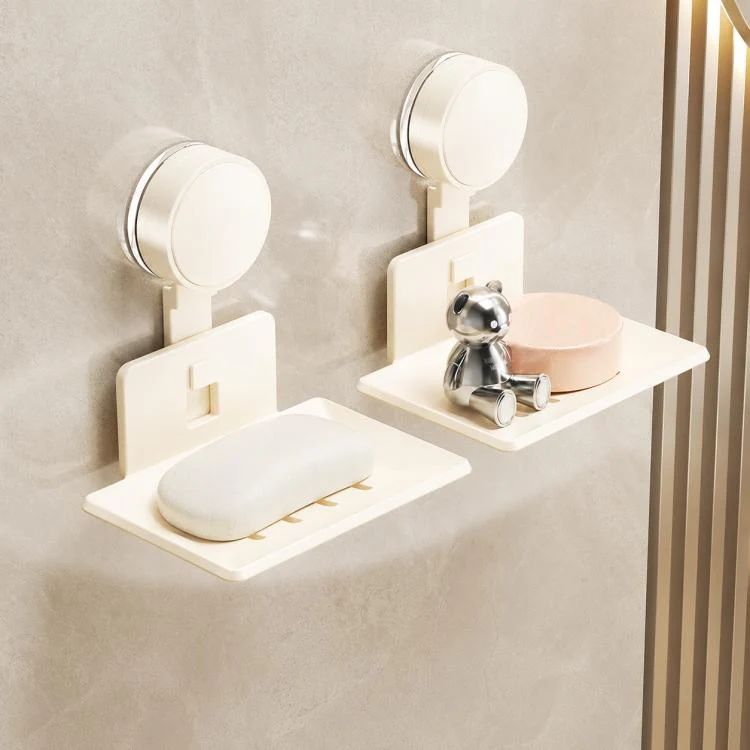 No Drilling Wall Mounted Suction Cup Soap Holder Drainable Metal Storage Tray, Type:2pcs Pack(Creamy)