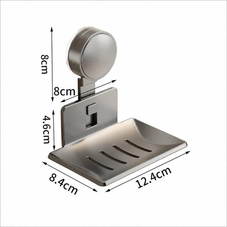 No Drilling Wall Mounted Suction Cup Soap Holder Drainable Metal Storage Tray, Type:2pcs Pack(Creamy) - Image 2