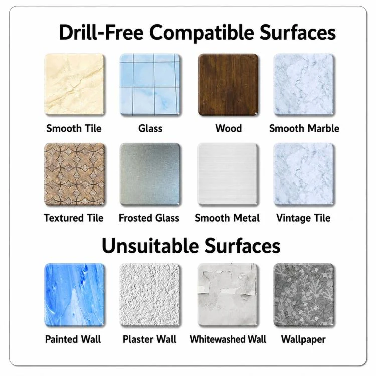 No Drilling Wall Mounted Suction Cup Soap Holder Drainable Metal Storage Tray, Type:Single Pack(Creamy) - Image 13