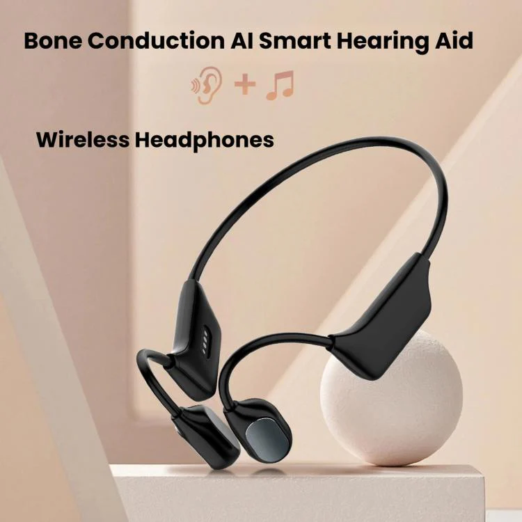 Noise Reduction HD Bone Conduction Hearing Aid Earphones Open-Ear Wireless Bluetooth Headphones(Black) - Image 2