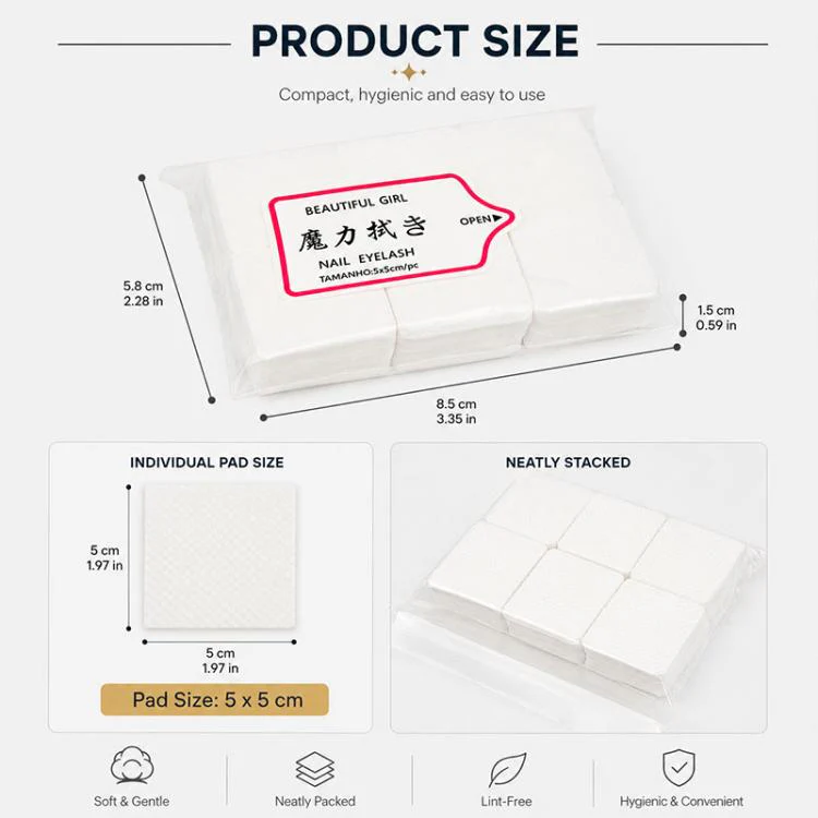 Non Woven Manicure Cleaning Pads Disposable Nail Polish Remover Pads(White) - Image 3