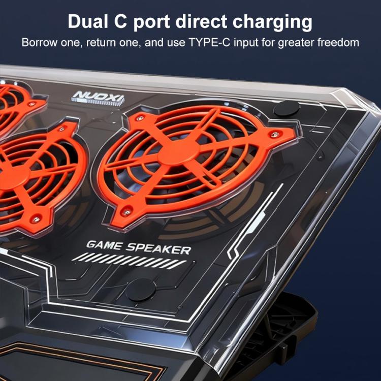 NUOXI C500 Triple Fan Transparent Colorful Panel Laptop Cooler with Four-Speed Fan Adjustment(Black) - Image 4