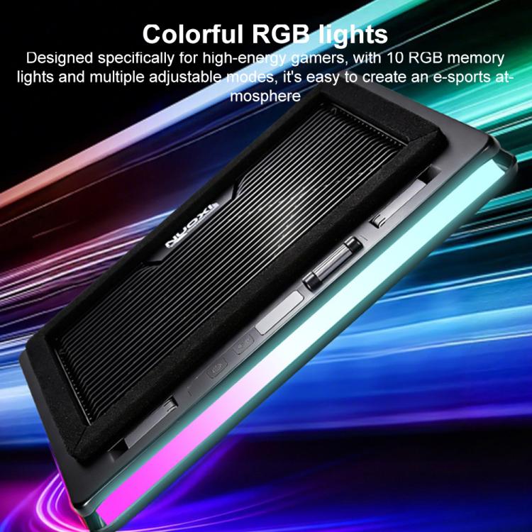 NUOXI C600 Colorful RGB Laptop Cooler Support 8-Level Adjustable Height, Specification:Dual Fans(Black) - Image 7