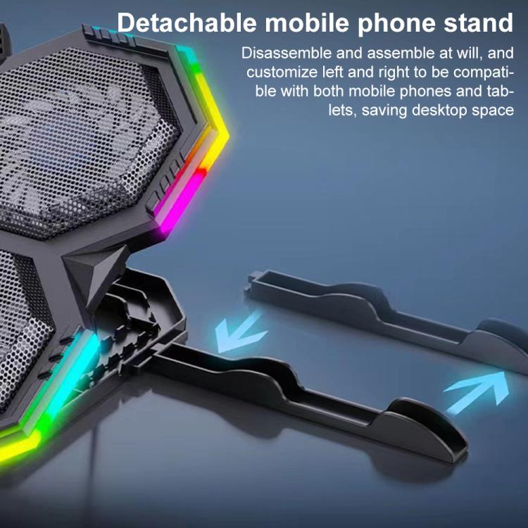 NUOXI F32 6-Level Height Adjustable RGB Laptop Cooler, Style:With Semiconductor Cooling - Image 5