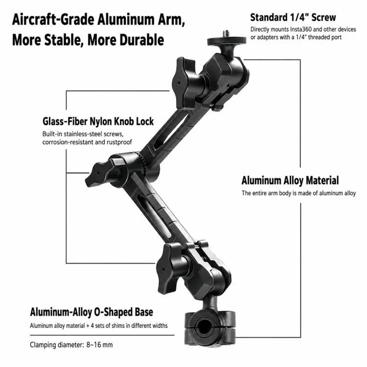 O-Type Magic Arm Mount 1/4 inch Ball Head Bracket, Type:Magic Arm(Black) - Image 9