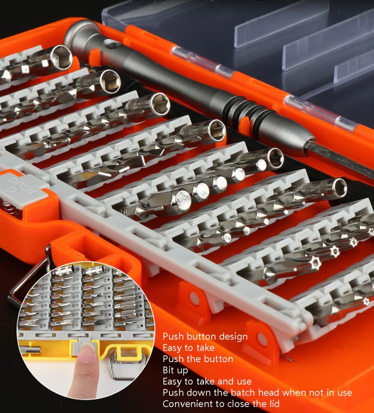 Obadun 9800 58 in 1 Screwdriver Set Manual CRV Batch Mobile Phone Disassembly Glasses Repair Tool(Orange) - Image 3
