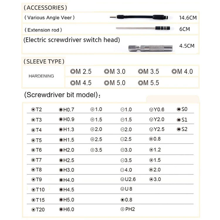 Obadun 9800 58 in 1 Screwdriver Set Manual CRV Batch Mobile Phone Disassembly Glasses Repair Tool(Orange) - Image 7