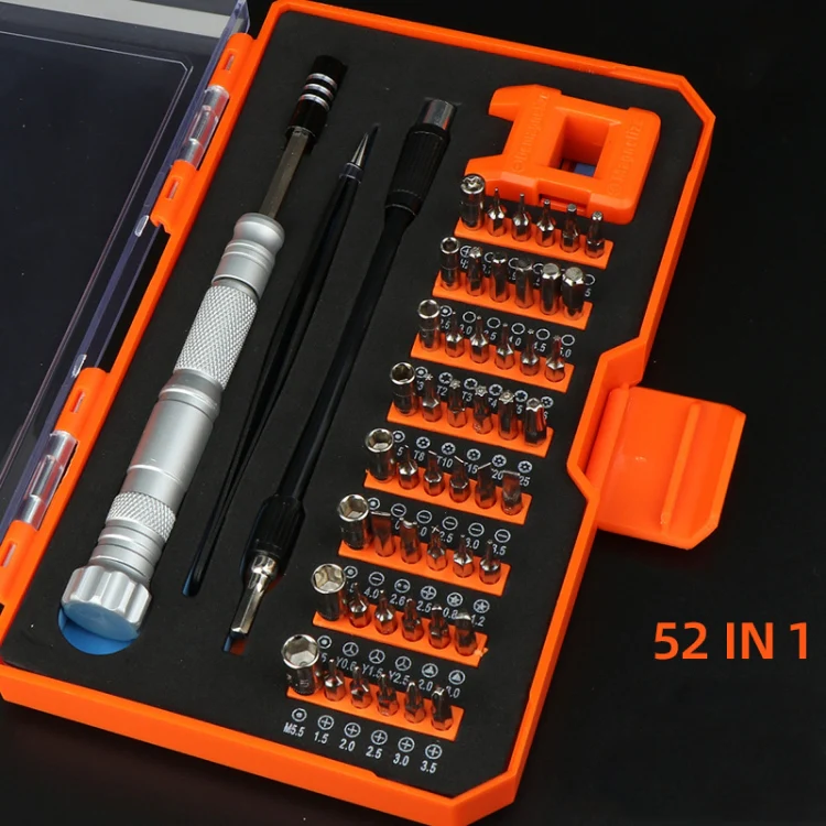 Obadun 9802B 52 in 1 Aluminum Alloy Handle Hardware Tool Screwdriver Set Home Precision Screwdriver Mobile Phone Disassembly Tool(Orange Box) - Image 2