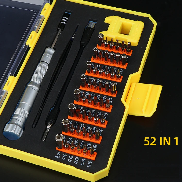 Obadun 9802B 52 in 1 Aluminum Alloy Handle Hardware Tool Screwdriver Set Home Precision Screwdriver Mobile Phone Disassembly Tool(Yellow Box) - Image 2