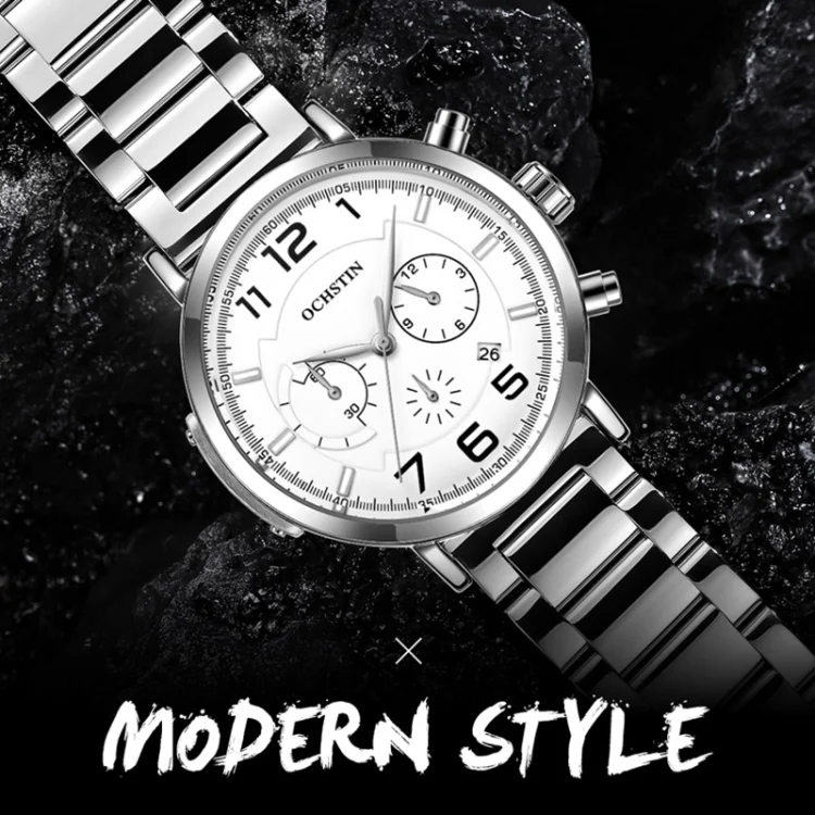 OCHSTIN 7243 Men Fashion Steel Strap Multifunctional Quartz Watch(Rose Gold Black) - Image 4