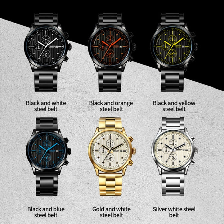 OCHSTIN 7244 Fashion Steel Strap Multifunctional Quartz Men Watch(Silver White) - Image 2