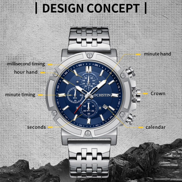 OCHSTIN 7247 Fashion Steel Strap Multifunctional Quartz Men Watch(Black) - Image 3