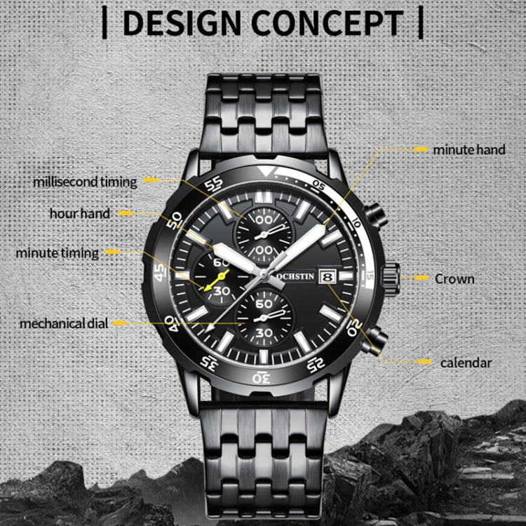 OCHSTIN 7252 Fashion Steel Strap Multifunctional Quartz Men Watch(Silver) - Image 3