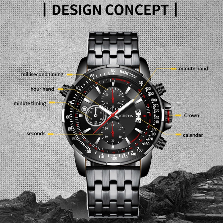 OCHSTIN 7261 Fashion Steel Strap Multifunctional Quartz Men Watch(Silver+White) - Image 3