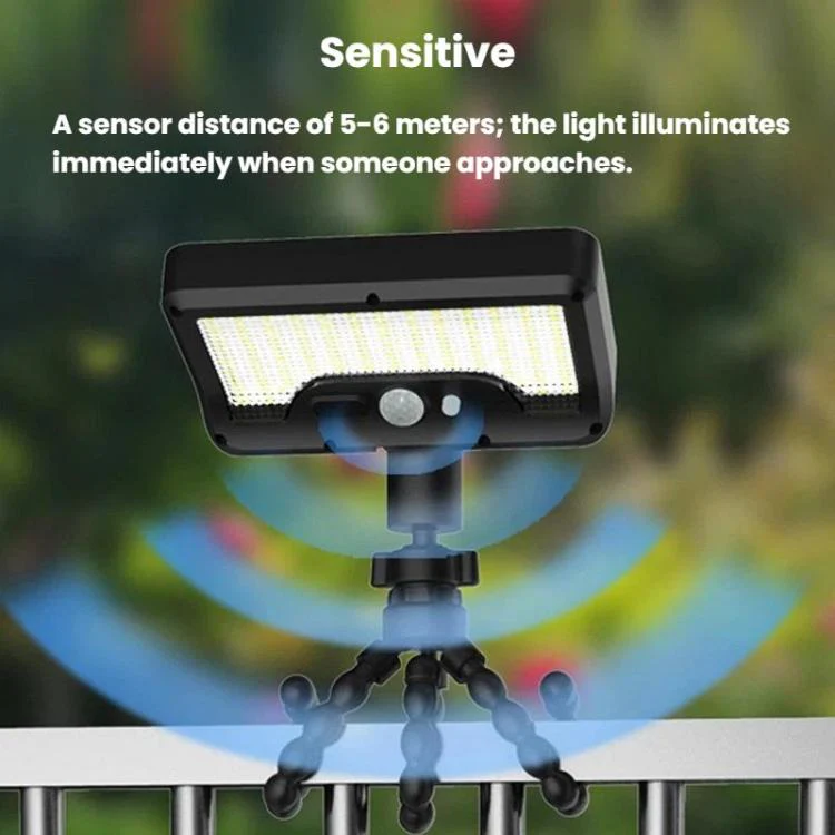 Octopus Style Solar Motion Sensor Waterproof Light Outdoor Smart Courtyard Light, Spec: Warm Light Black - Image 3