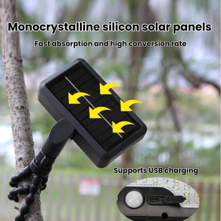 Octopus Style Solar Motion Sensor Waterproof Light Outdoor Smart Courtyard Light, Spec: Warm Light Black - Image 4