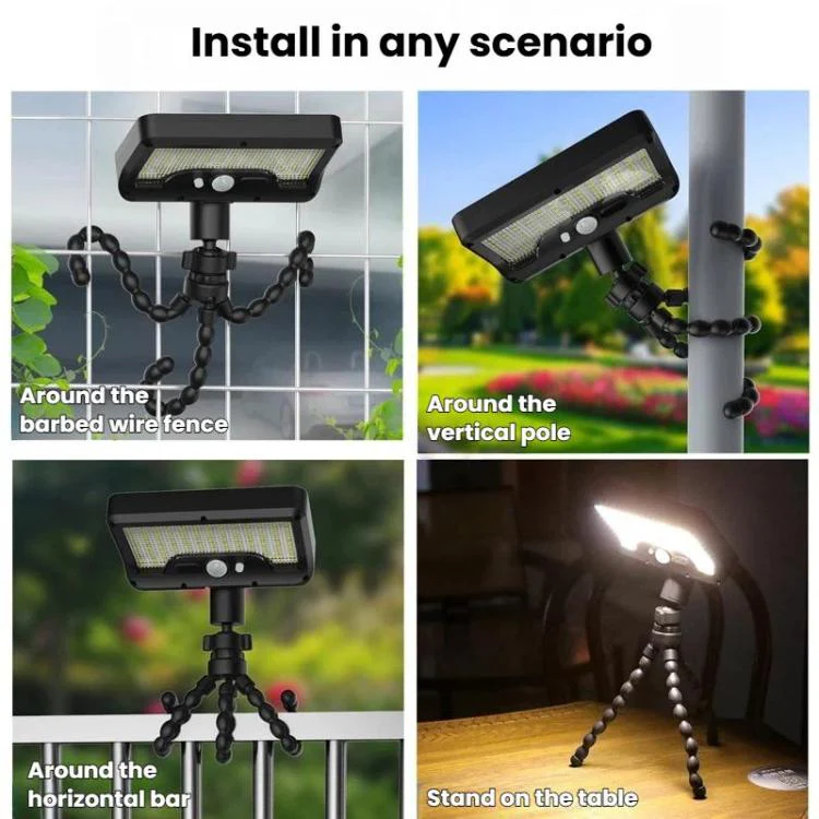 Octopus Style Solar Motion Sensor Waterproof Light Outdoor Smart Courtyard Light, Spec: Warm Light Black - Image 9