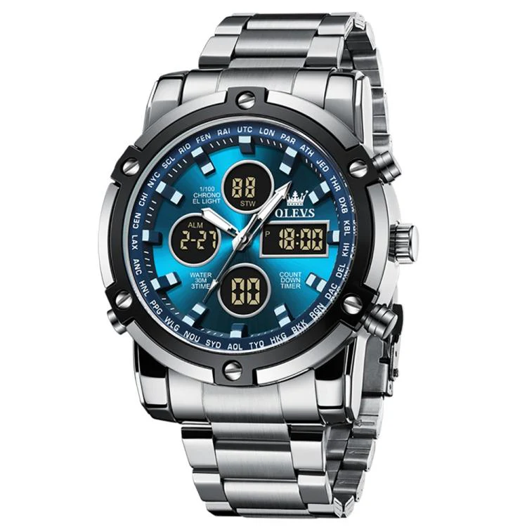 OLEVS 1106 Men Luminous Waterproof Smart Electronic Watch(Blue) - Image 2